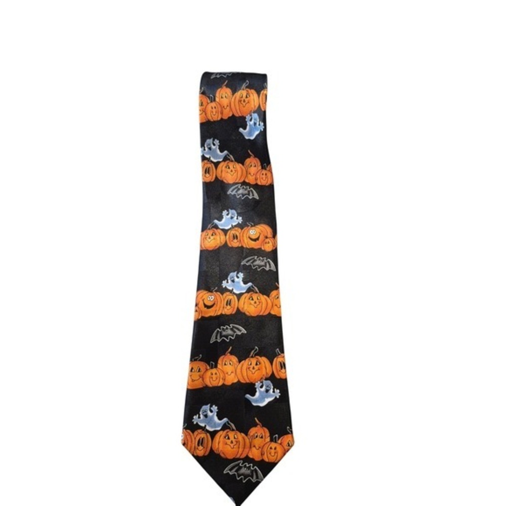 Novelty Ties Halloween‎ Tie Pumpkins Ghosts Bats Spooky Holiday Mens Necktie - Picture 2 of 8